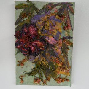Pressed flower painting natural paint miniature